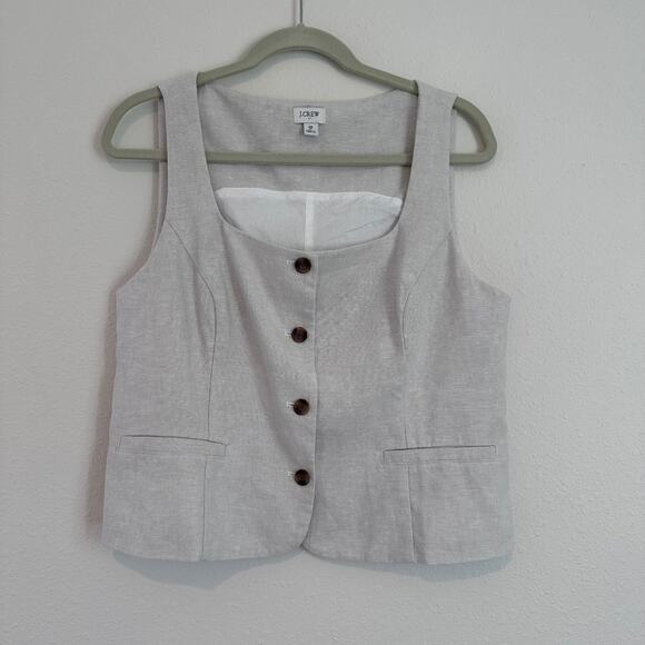 J. Crew Factory Squareneck Linen-blend Vest Top, Size 12 - Picture 2 of 8